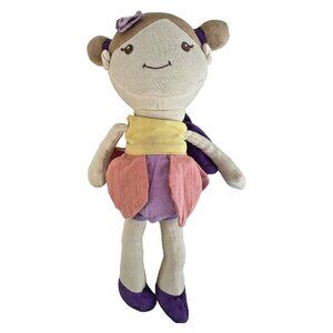 My Natural Fairy Doll Plush Stuffed Toy Tan Flower Petal Dress Brown Eyes Hair